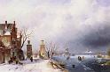 Leickert Charles Henri Joseph (Belgian) 1818 to 1907 A Sunlit Winter Lanscape O_C 71.1 by 104.1cm